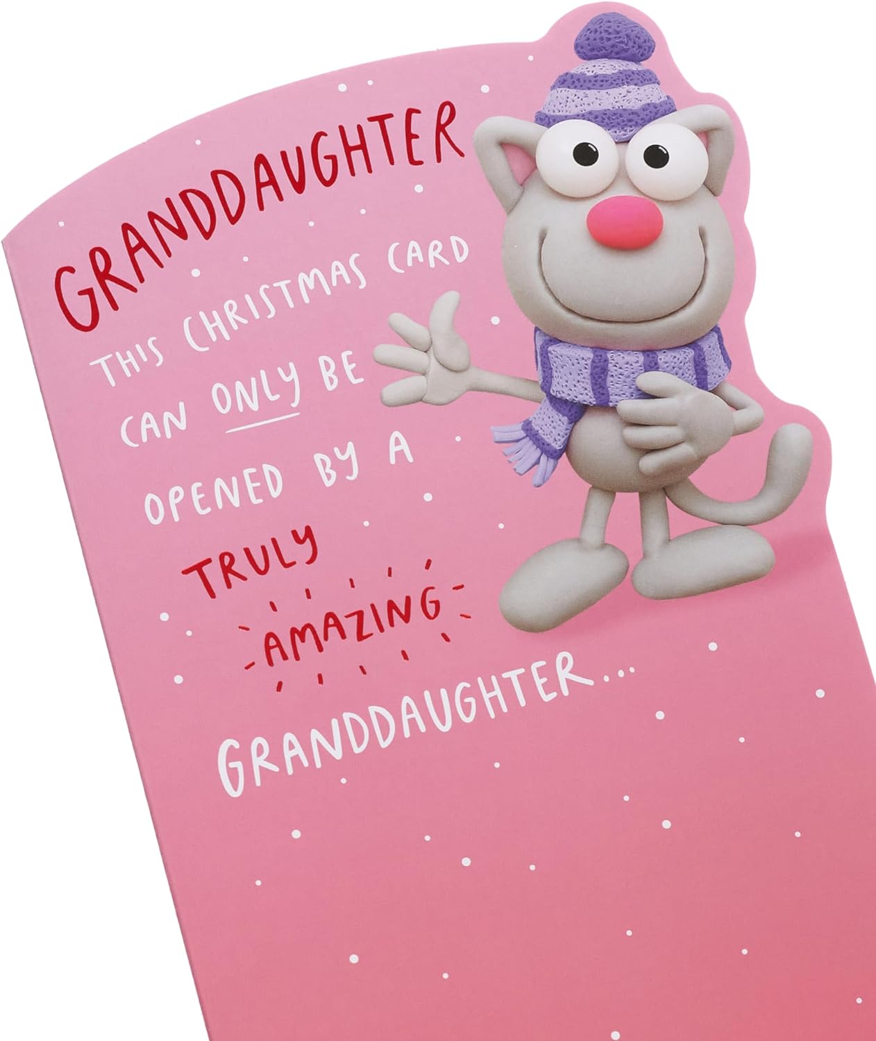 Cartoon Cat Design Granddaughter Christmas Card