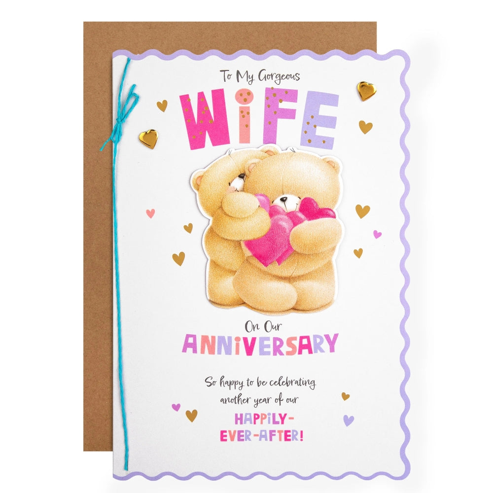 Cute Forever Friends with Hearts Design Wife Anniversary Card