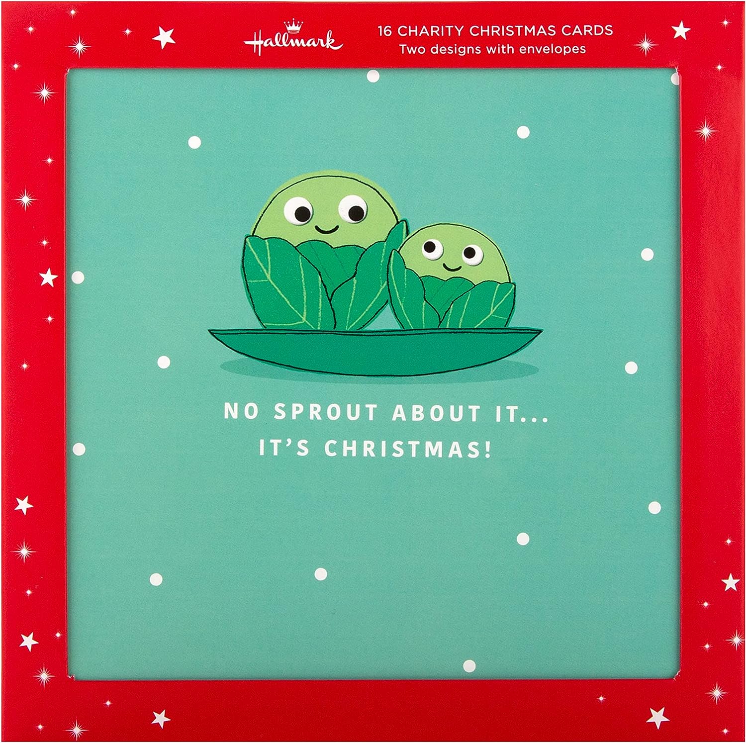 Funny Brussel Sprout and Pudding Design Pack of 16 Charity Christmas Cards