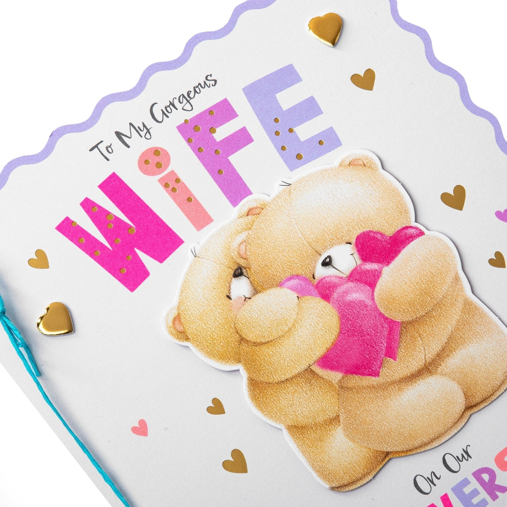Cute Forever Friends with Hearts Design Wife Anniversary Card