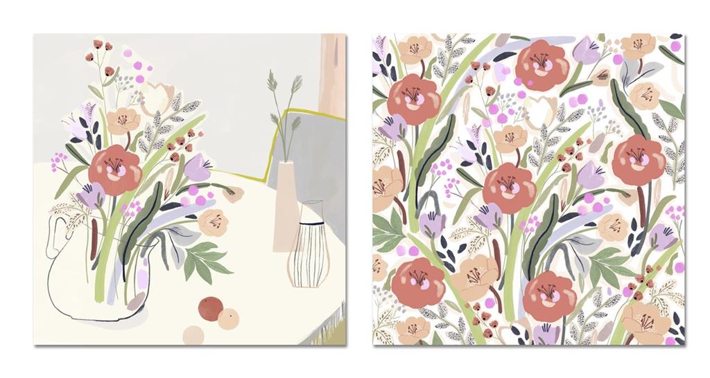 Floral Flower 2 Design Pack of 10 Open Blank Greeting Cards