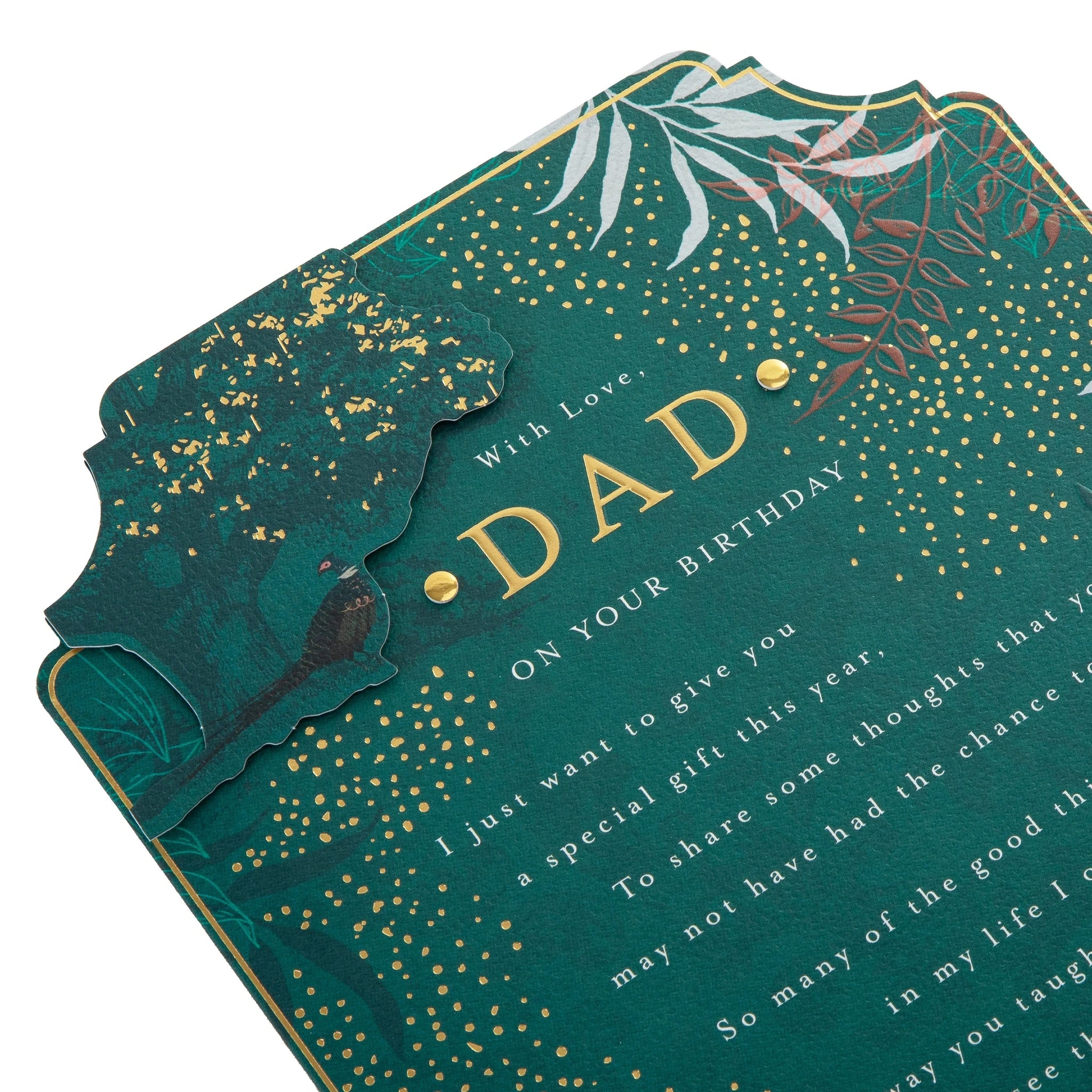 Green Traditional Floral Design with Heartfelt Verse Dad Birthday Card