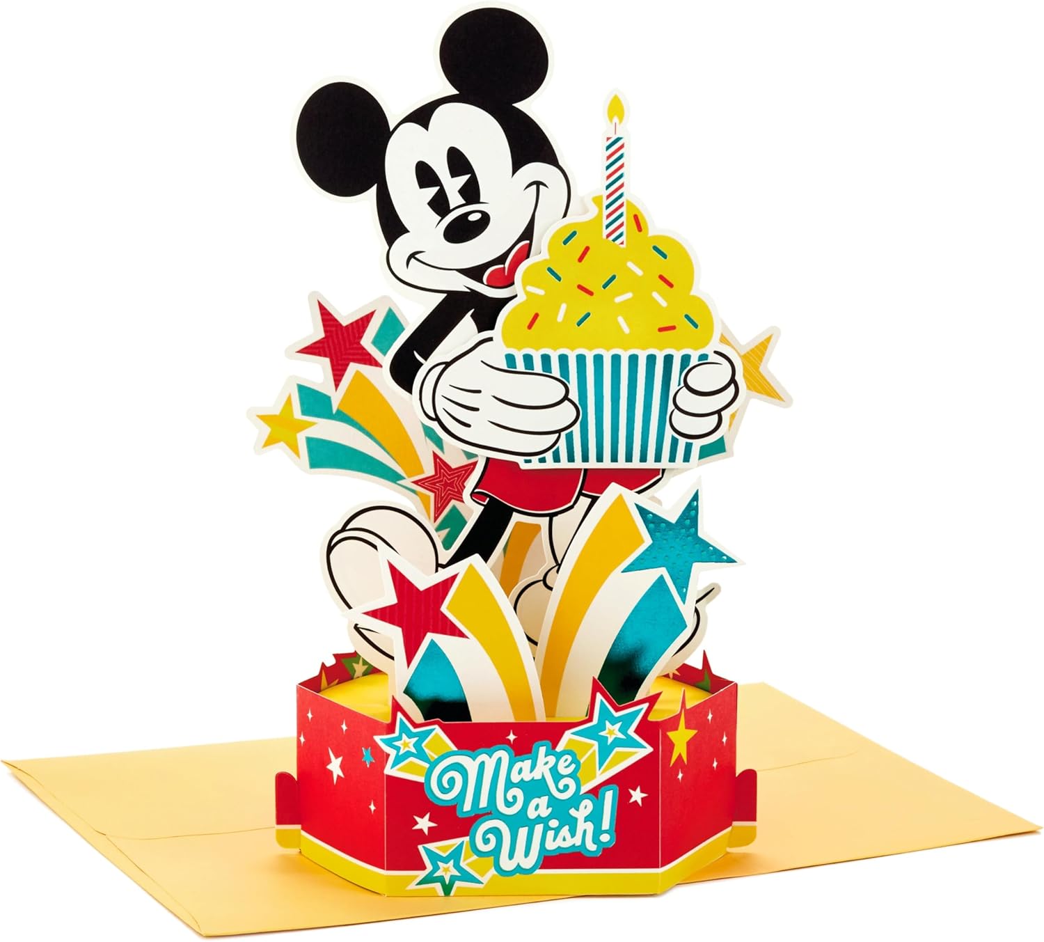 Disney Mickey Mouse with Cupcakes & Stars 3D & Pop Up Birthday Card