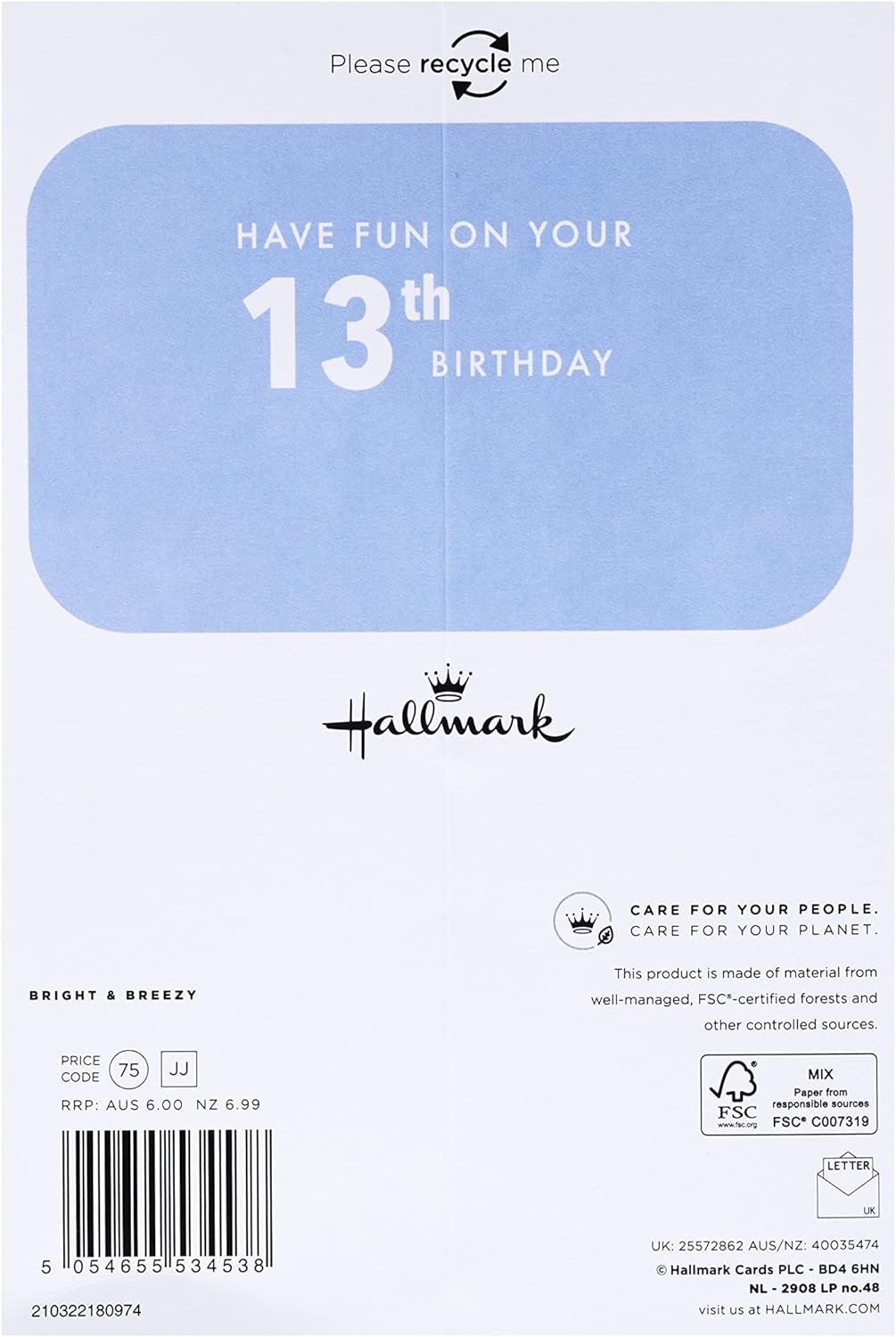Die Cut 3D Design 13th Birthday Card