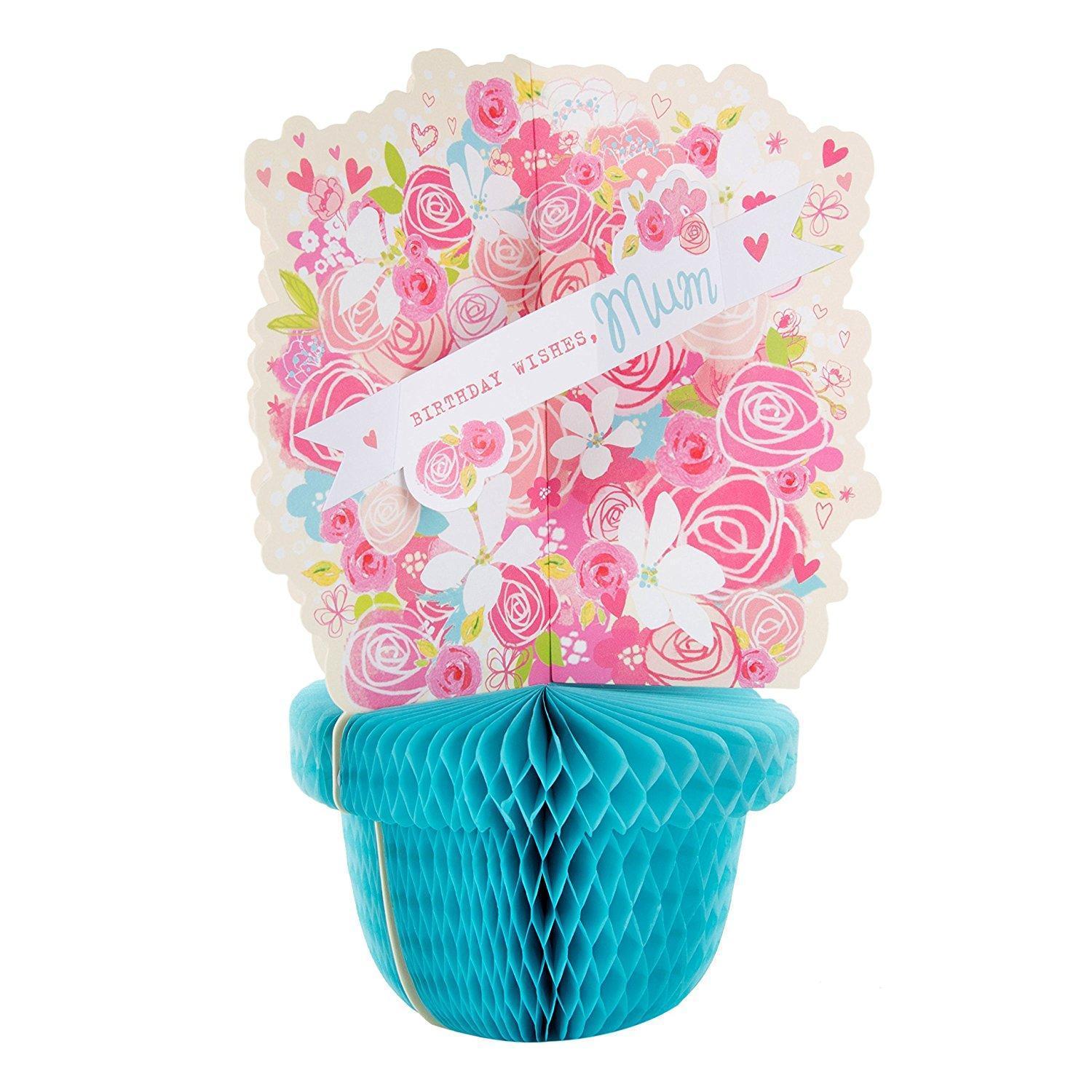 For Mum Flower Pot Design Pop Up Bouquet Birthday Card