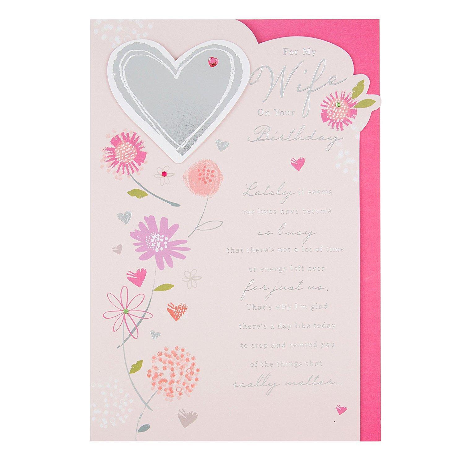 For My Wife Foil Finished Diamante 3D Design Birthday Card