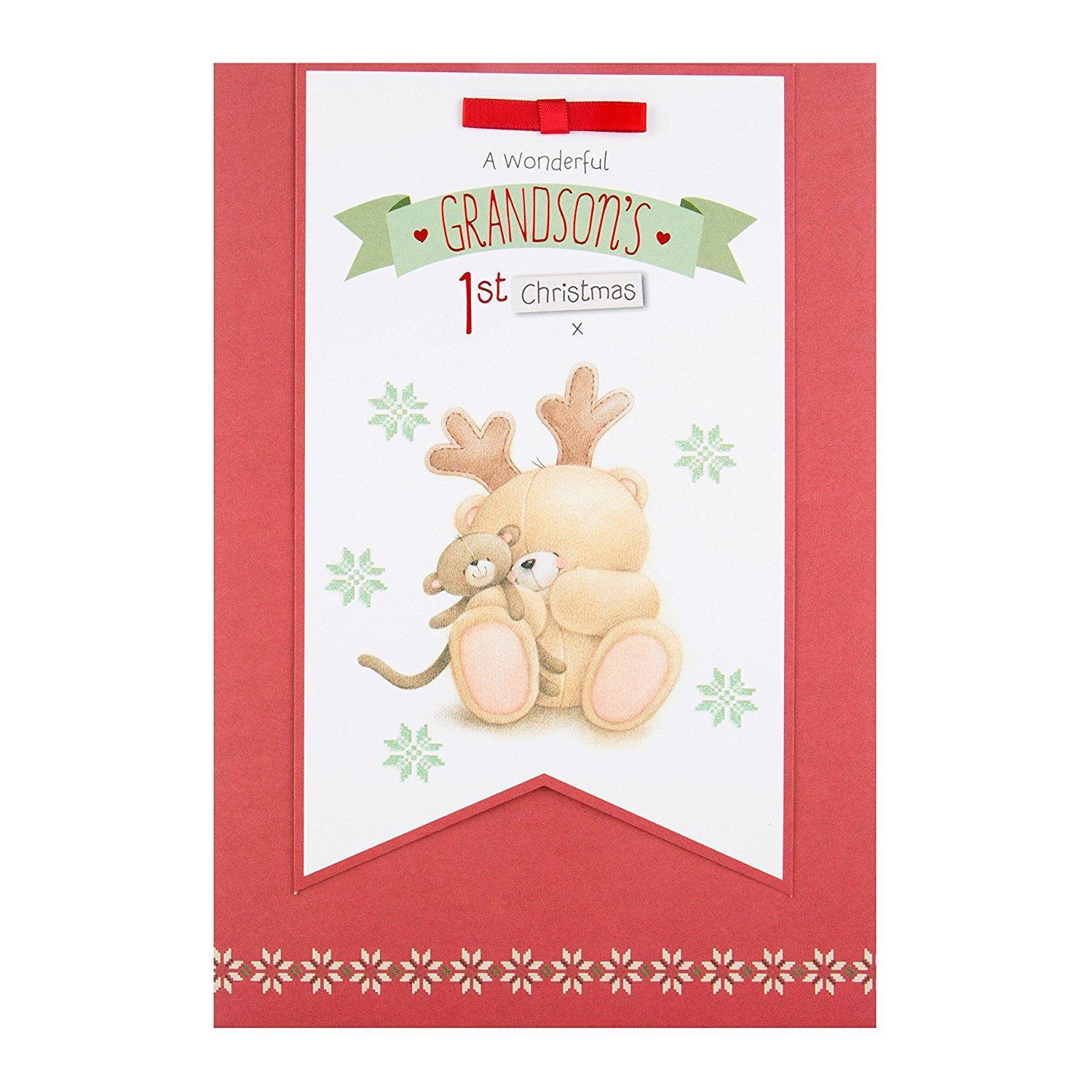 Grandsons 1st Christmas Forever Friends Christmas Card