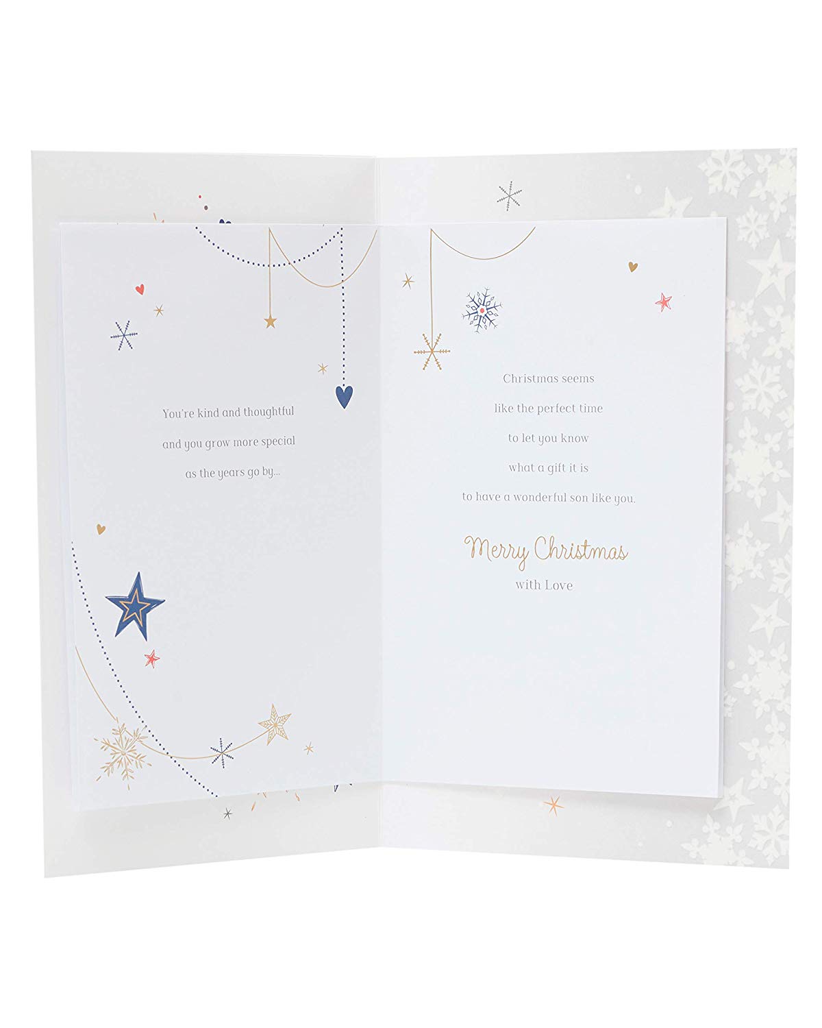 For Son Lovely Word Sparkling Stars Design Christmas Card
