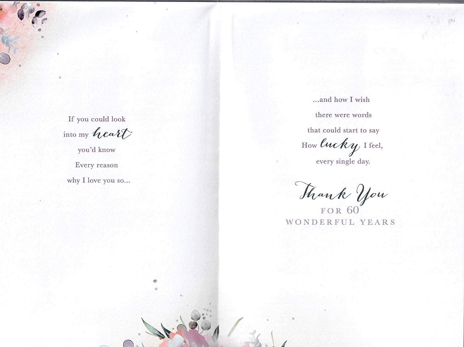 Wife On Our 60th Diamond Anniversary Large Exquisite Card