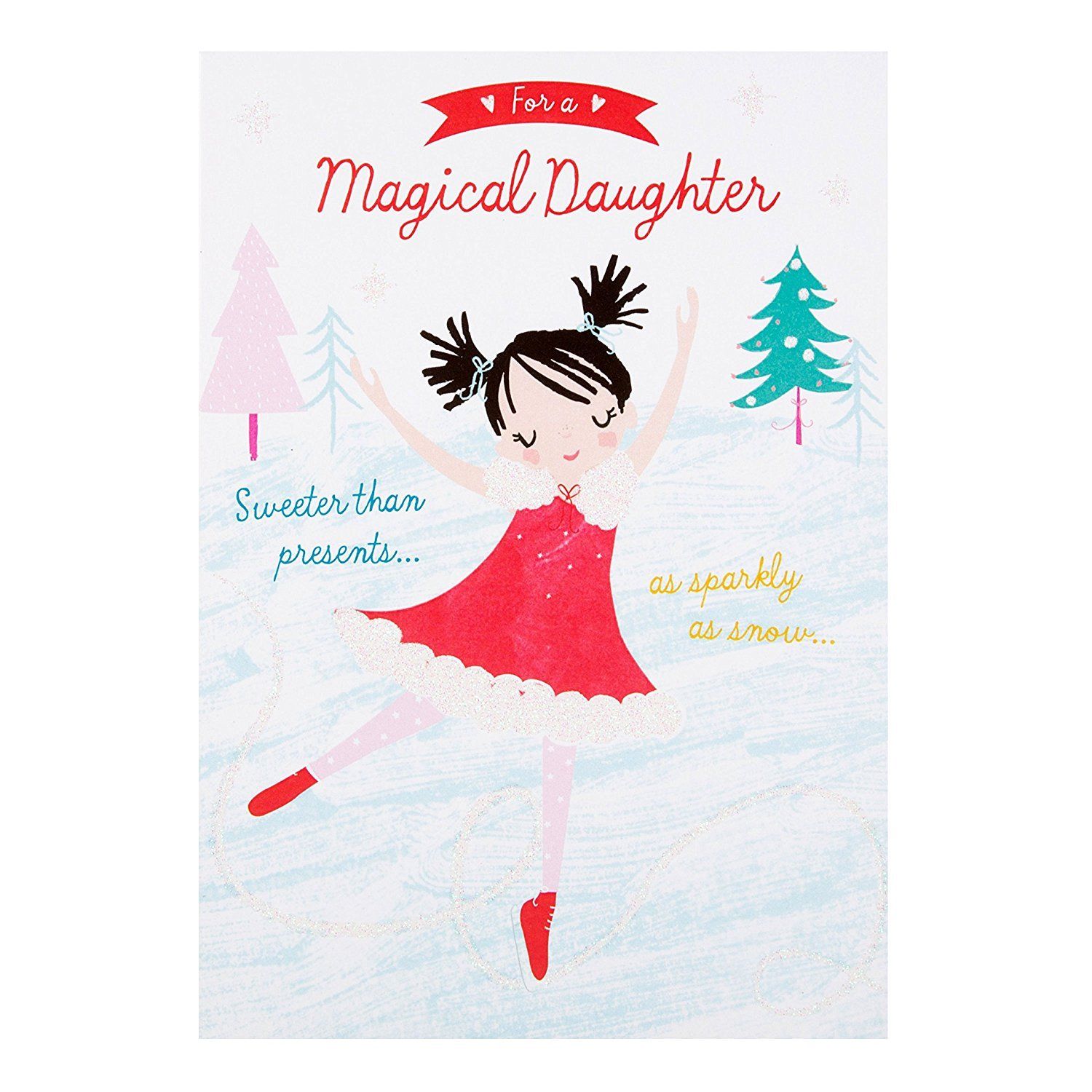 For A Magical Daughter Glitter Doll Design Christmas Card