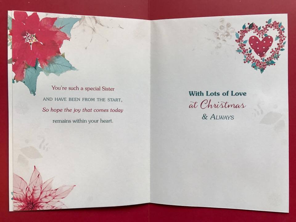 Sister Handmade Lovely Verse Christmas Card