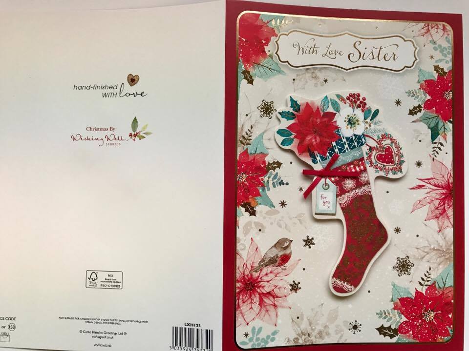 Sister Handmade Lovely Verse Christmas Card