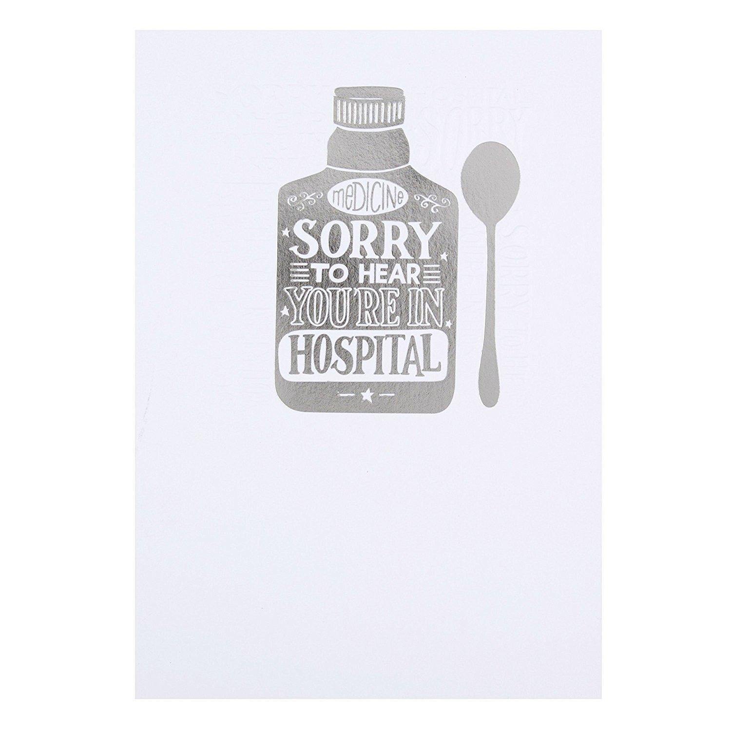 Get Well Hallmark Card 'Sorry To Hear You're In Hospital'- New Medium