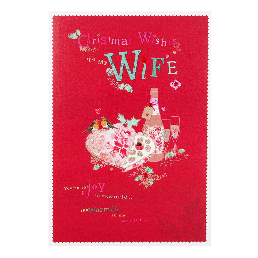 Hallmark Weihnachtskarte 'All My Love' Für Die Ehefrau – Mit 3D-Effekt, Glitzer & Folie, Inkl. Rotem Umschlag – Festliches Grußkartendesign