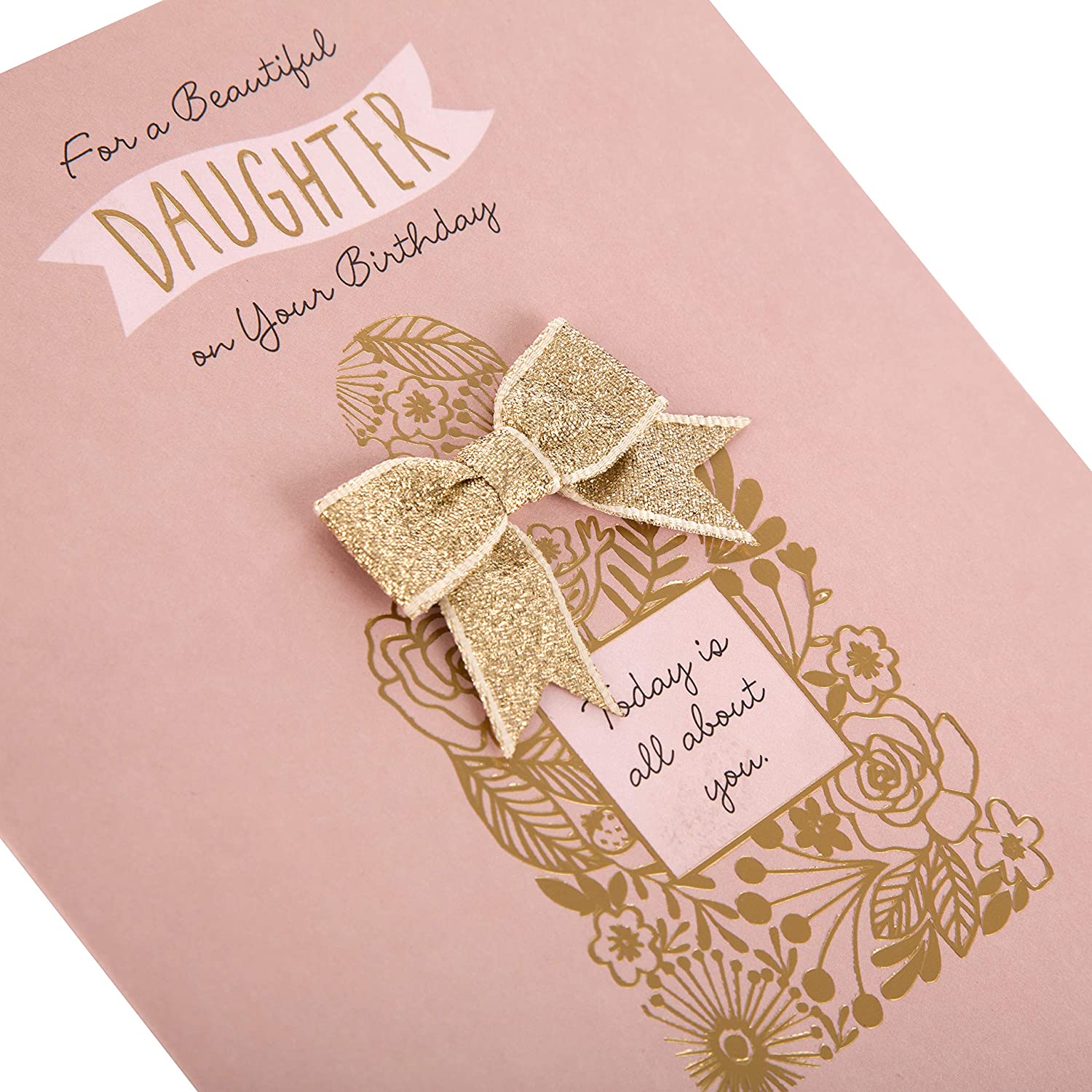 For a Beautiful Daughter 3D Glitter Bow Design Birthday Card