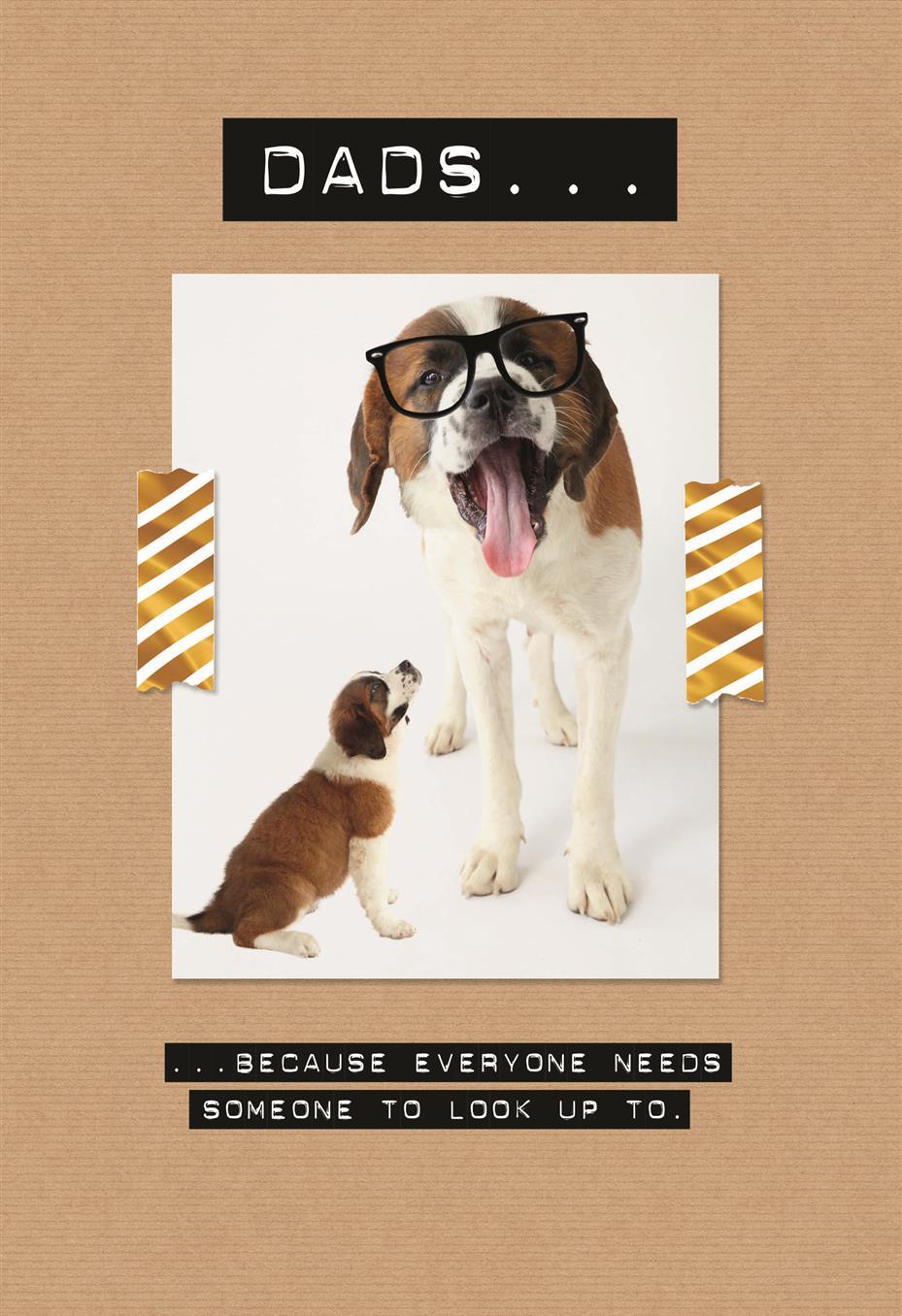 Dads Father's Day Card Funny Dog and Puppy