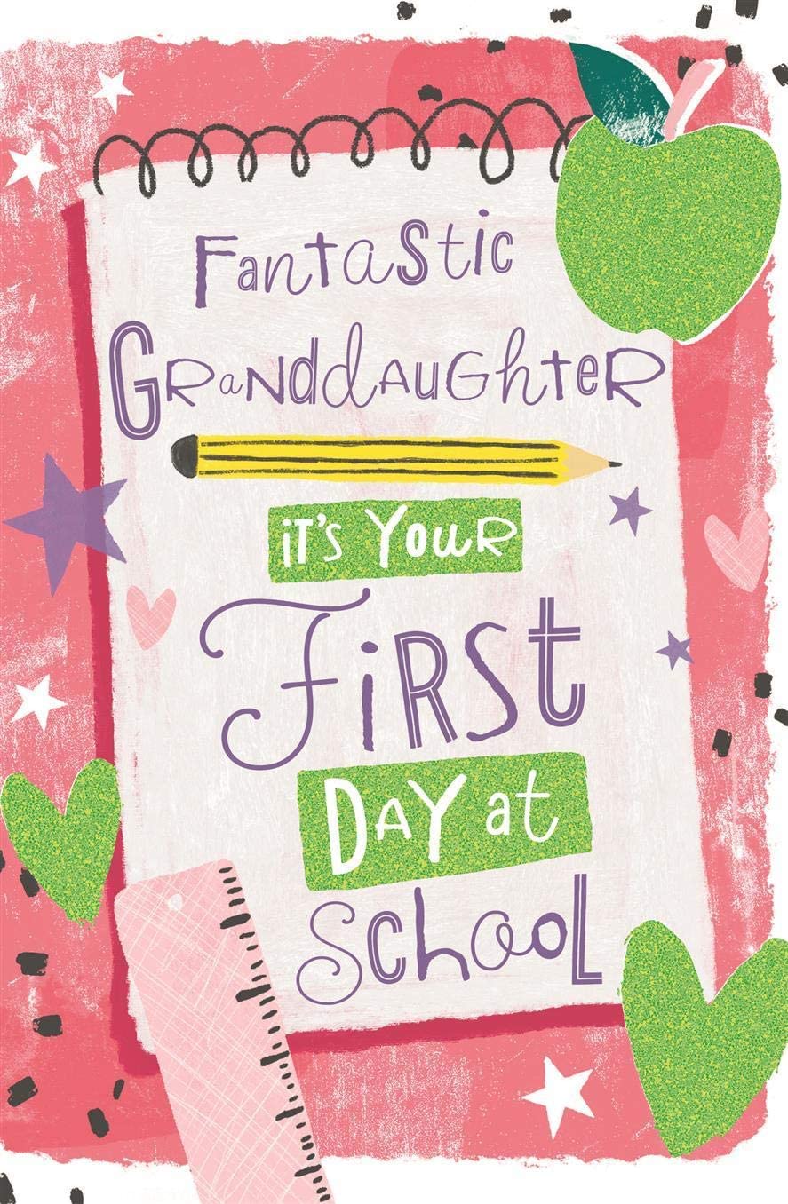 Fantastic Granddaughter 1st Day At School Colourful Good Luck Card