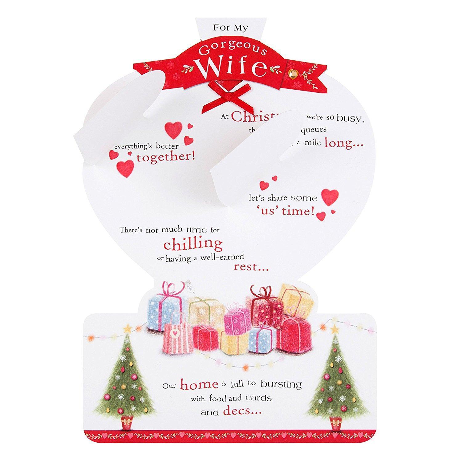 For My Gorgeous Wife Lovely Verse Die Cut Design Christmas Card
