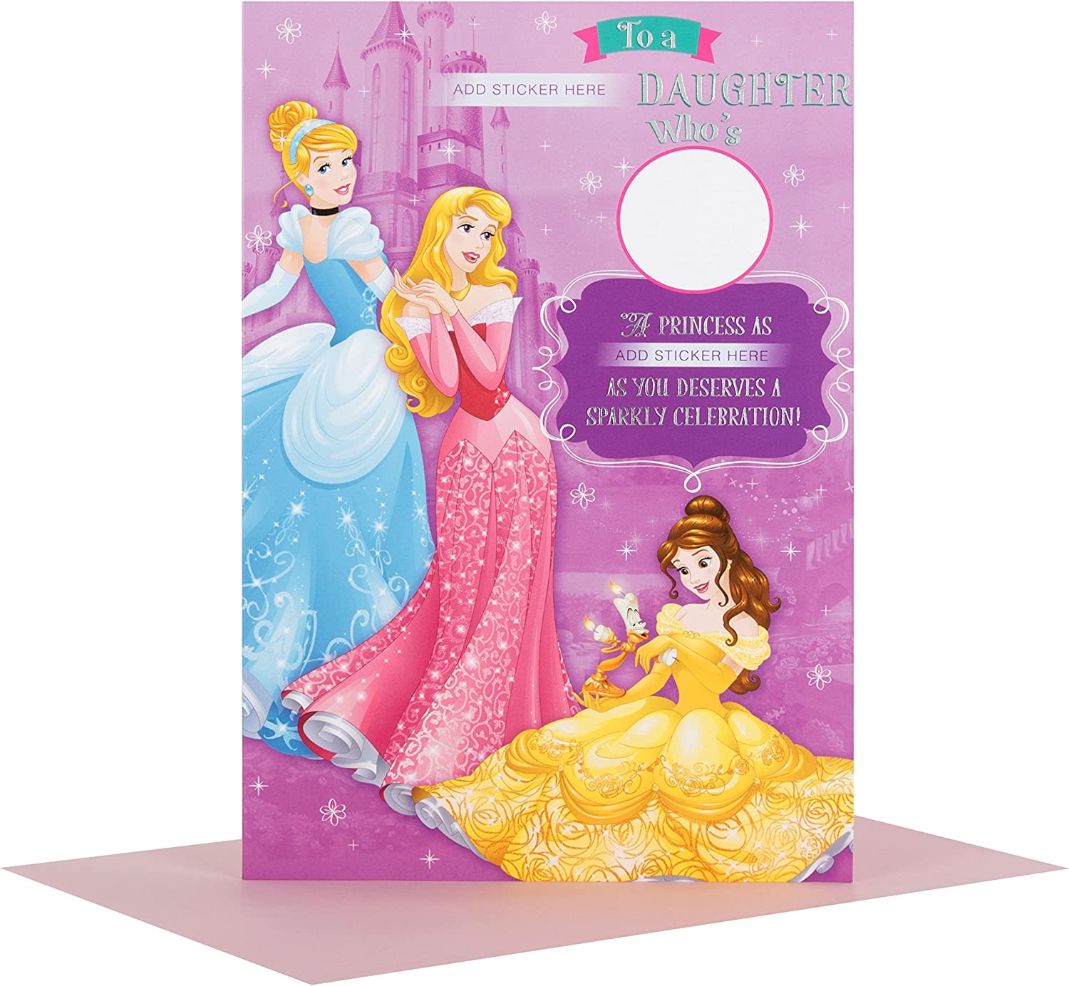 Disney Princess Design Daughter Birthday Card With Stickers