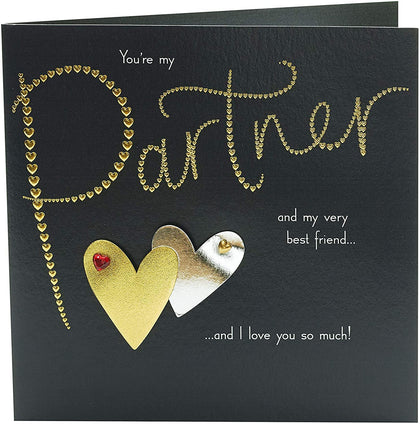 Gold Hearts Design Partner Valentine's Day Card
