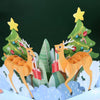 Two-Sided Reindeer Festive Scene 3D Pop Up Christmas Card