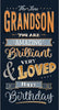 Bold Orange And Blue Text Grandson Birthday Card