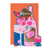Pink Champagne Bottle Design Wife Birthday Card