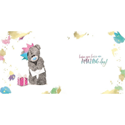 Bear With Card And Gift 3D Luxury Keepsake Open Birthday Card