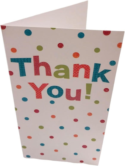 Pack of 48 Glitter Finished Thank You Cards with Spots 