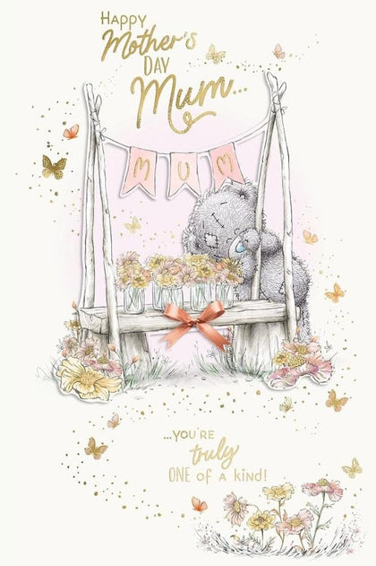 Bear With Flowers In Jars Mum Luxury Handmade Mother's Day Card