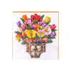 Petals of Joy Tulip Basket 3D Pop Up Greeting Card - Mother's Day Birthday Wedding Anniversary