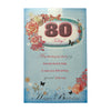 Age 80 Floral Design Soft Blue Birthday Card