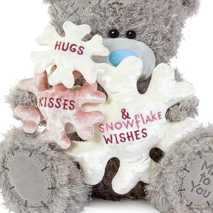 Me to You Tatty Teddy Bear Holding Hugs & Kisses Snowflakes, 21cm High Official Collection