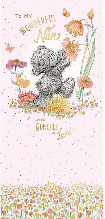 Bear Looking At Flower Wonderful Nan Mother's Day Card