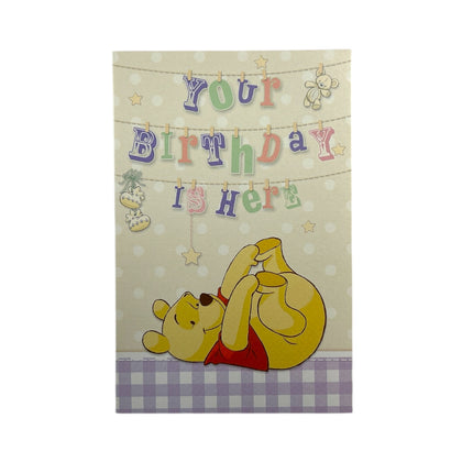 Winnie the Pooh Playful Banner Design Birthday Card