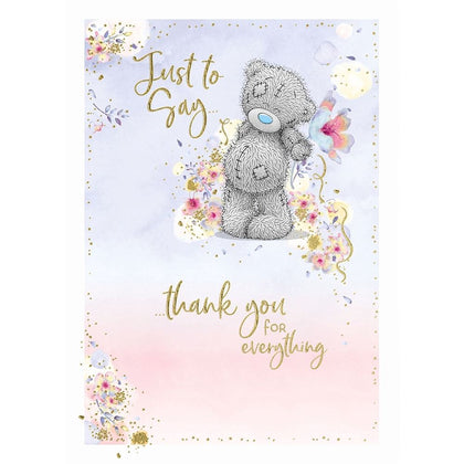 Bear With Flower Thank You Blank Card