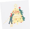 Person Decorating Xmas Tree Son Christmas Card