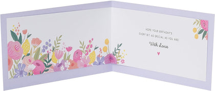 3D Flower & Bold Font Design Grandma Birthday Card