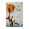 With Best Wishes Warm Thoughts Beautiful Yellow Tulip Flower Design Easter Card