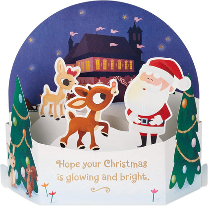 Snow Globe 3D Pop Up Santa & Rudolph Christmas Card