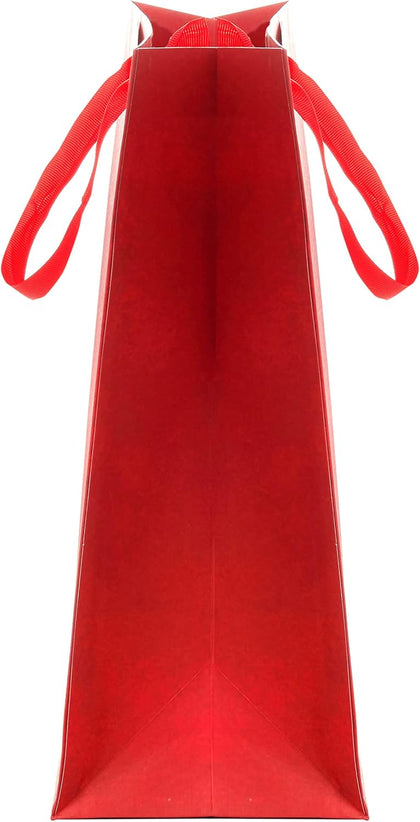 Red Design Large Gift Bag For Christmas, Birthdays, Thank You, Congratulations (Pack of 2)