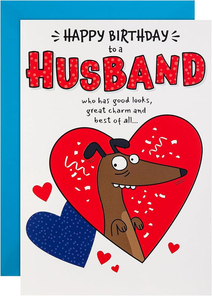 Dog Illustration Pop Up Design Funny Husband Birthday Card