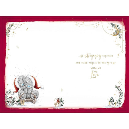 Bear Couple Having Fun In Snow Beautiful Girlfriend Christmas Card