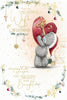 Bear Holding Up Big Red Heart Beautiful Wife Christmas Card