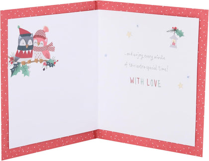 Owls Sitting on a Branch Both of You Christmas Card