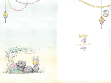 Bear Lying Under Tree Birthday Wishes Card