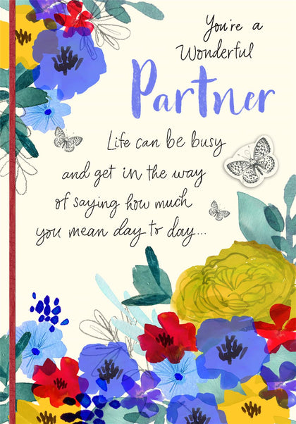 Willow Floral Bouquet Partner Birthday Card
