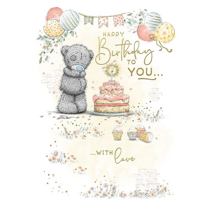 Bear Next To Cake Birthday Card