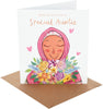 Character Holding Bouquet Auntie Birthday Card