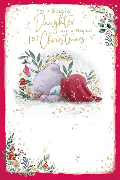 Bear Under Blanket Daughter's First Christmas Card